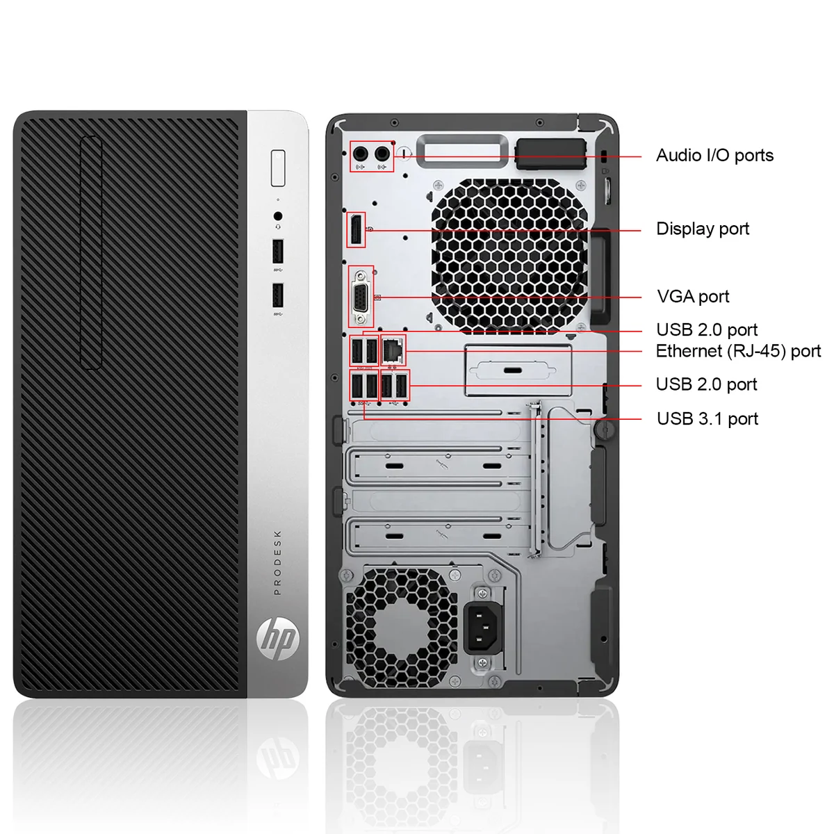 Bureau HP Prodesk 400 G4 I3/8GO/512 SSD Ou 1TO HDD/22"