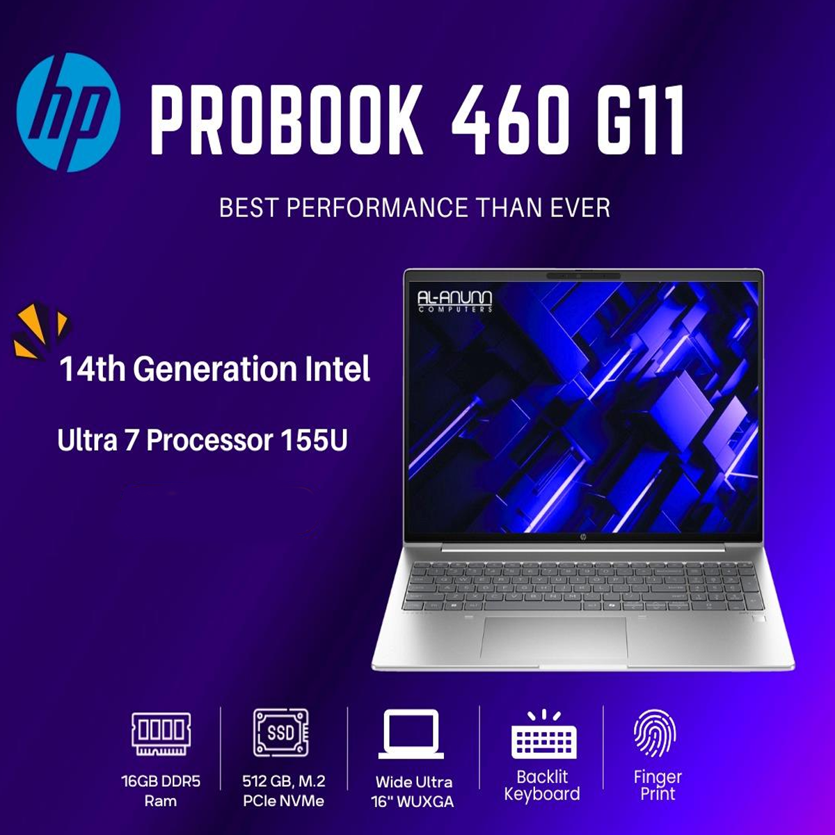 HP Probook 460-G11 Ultra 5/16GO/512 SSD/16,1"/13E (clavier FR)