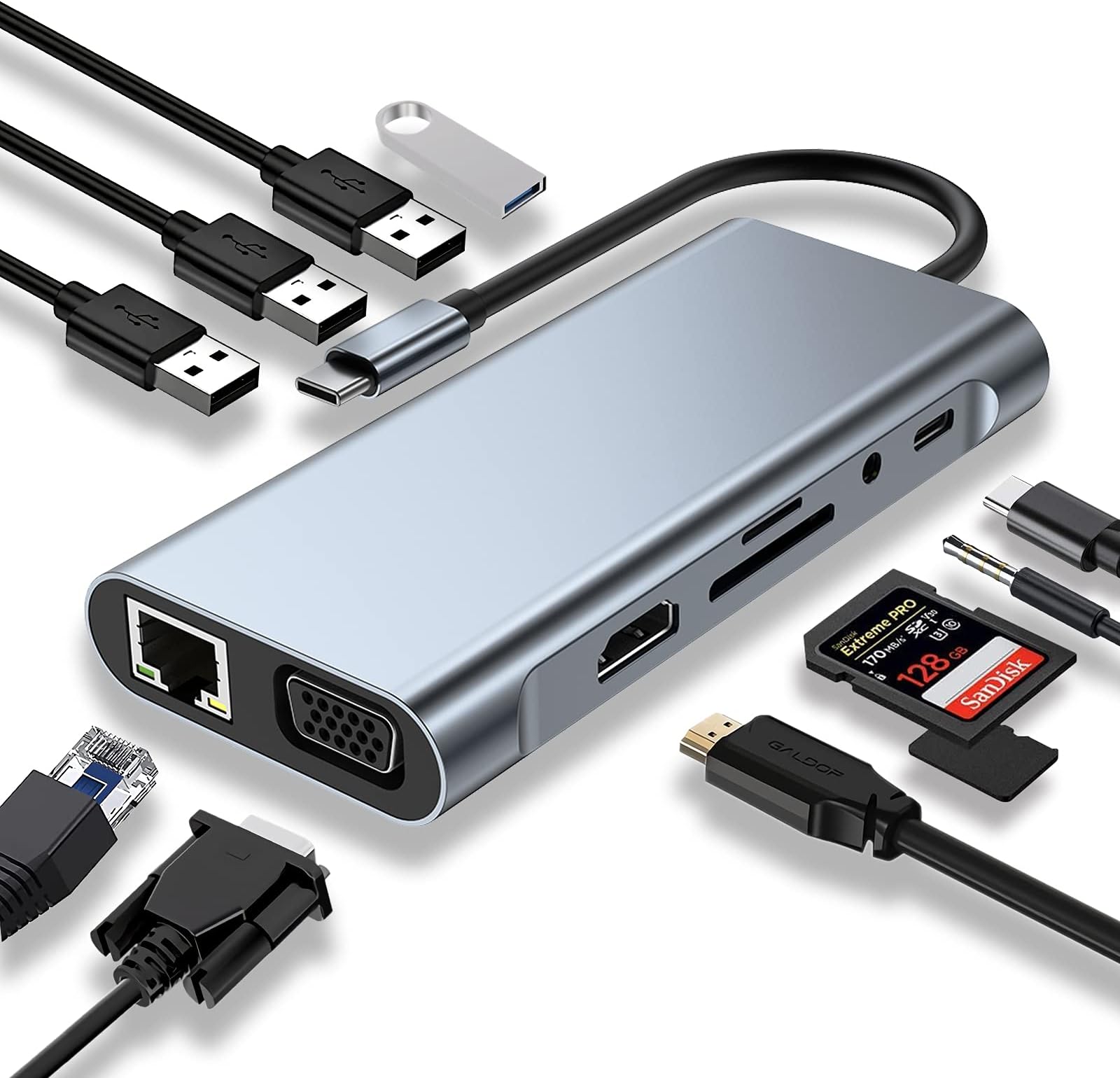 Adaptateur USB-C HDTV 12-En-1