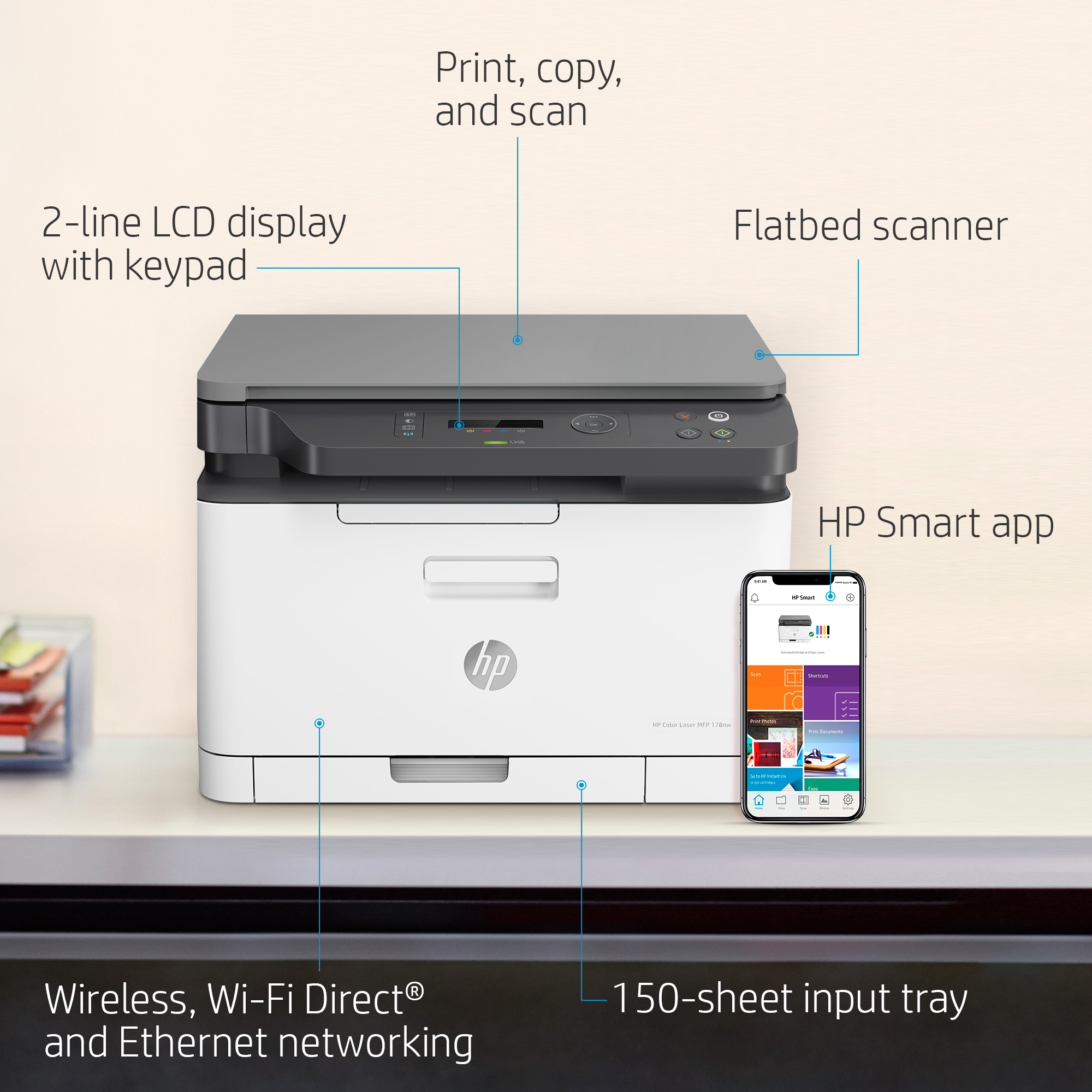 Imprimante HP Laser Couleur MFP 178 NW Multifonction