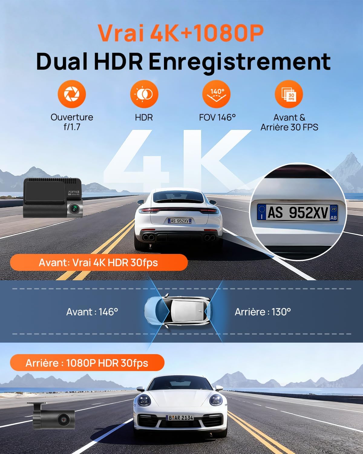 70MAI Dashcam Voiture A810S