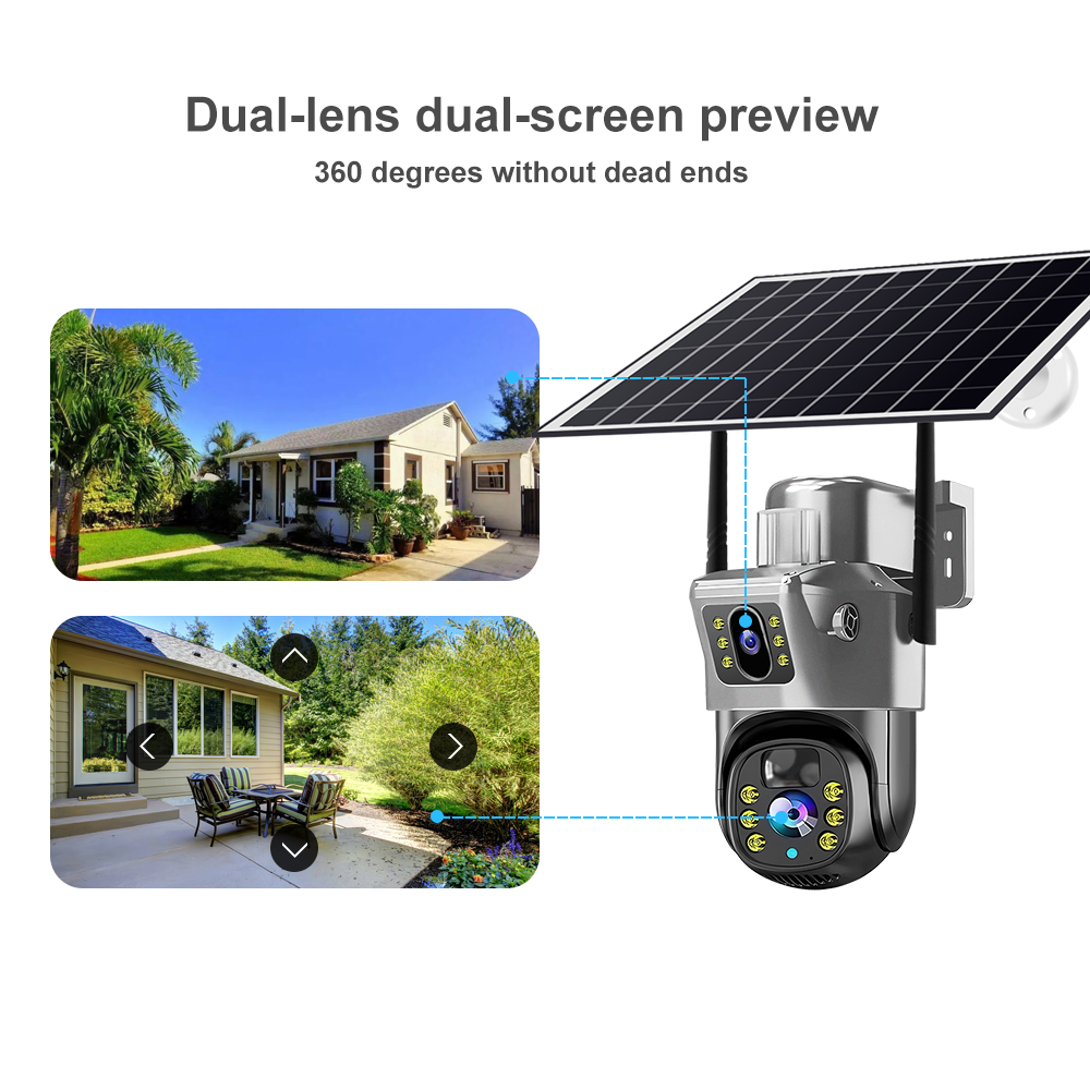 VCS09 Caméra Solaire Sans Fil Double Objectif