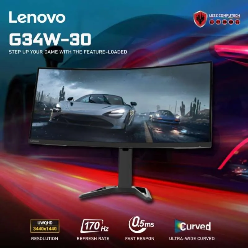 Écran Lenovo 34" Incurvé Gaming Display G34W-30